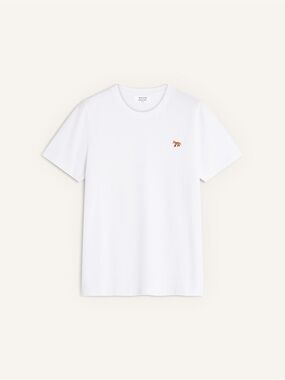 MAISON KITSUNE White Crewneck T-Shirt with Fox Embroidery